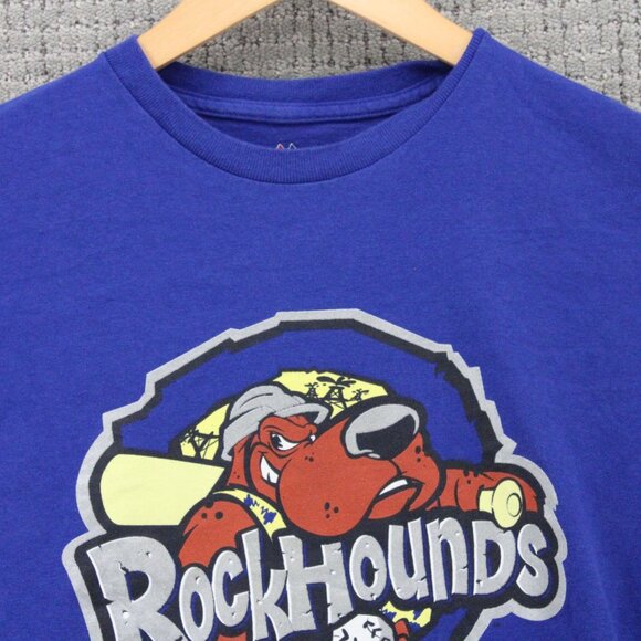Vintage Majestic Shirt Mens Medium M Blue Midland RockHounds Baseball Team Art - Picture 5 of 9